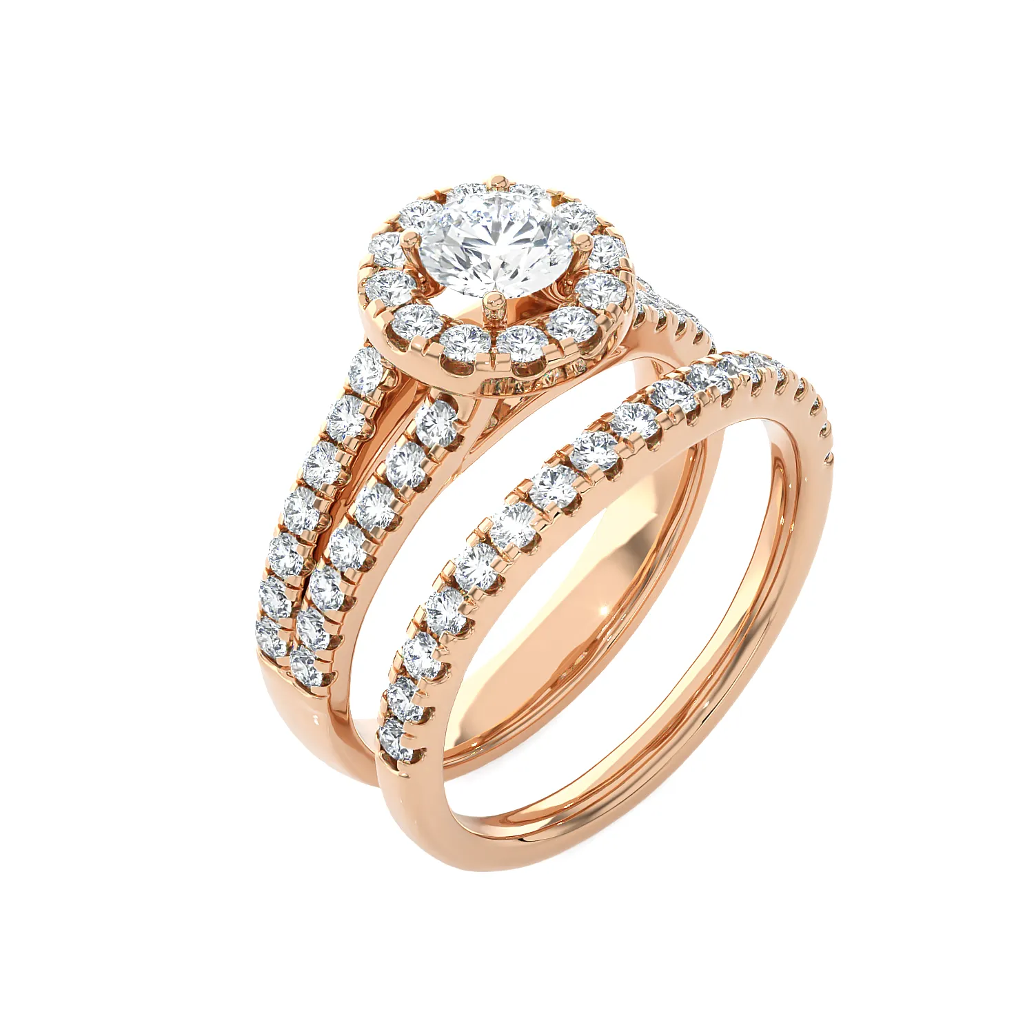 2 ctw Round Lab Grown Diamond Halo Bridal Set Ring