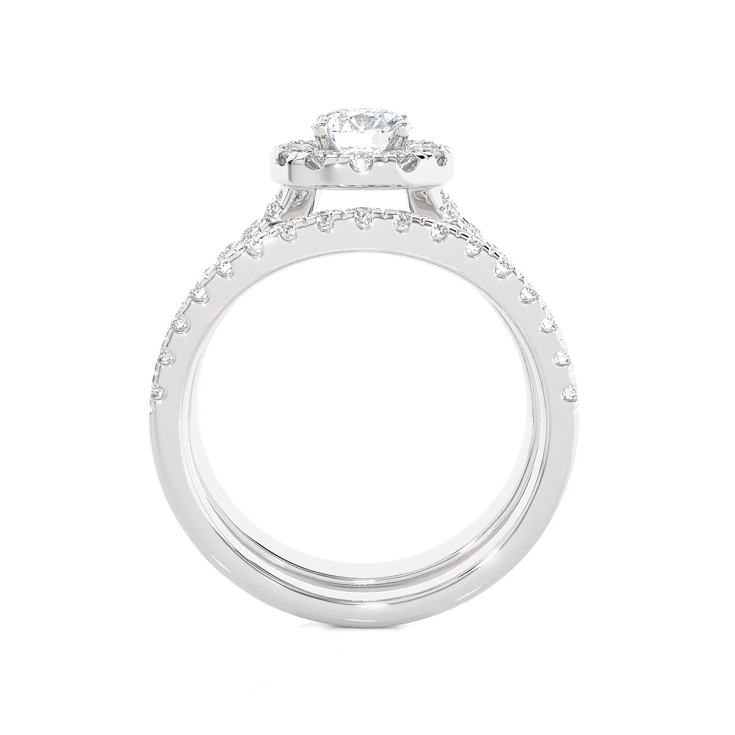 2 ctw Round Lab Grown Diamond Halo Bridal Set Ring