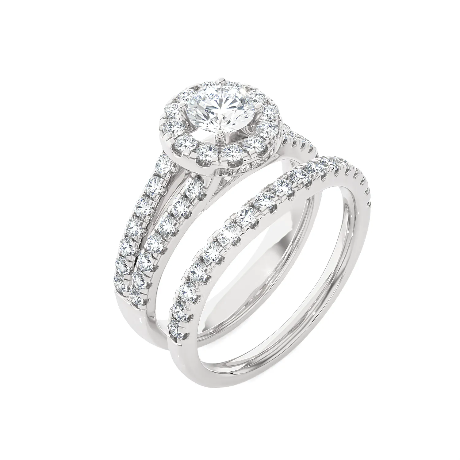 2 ctw Round Lab Grown Diamond Halo Bridal Set Ring