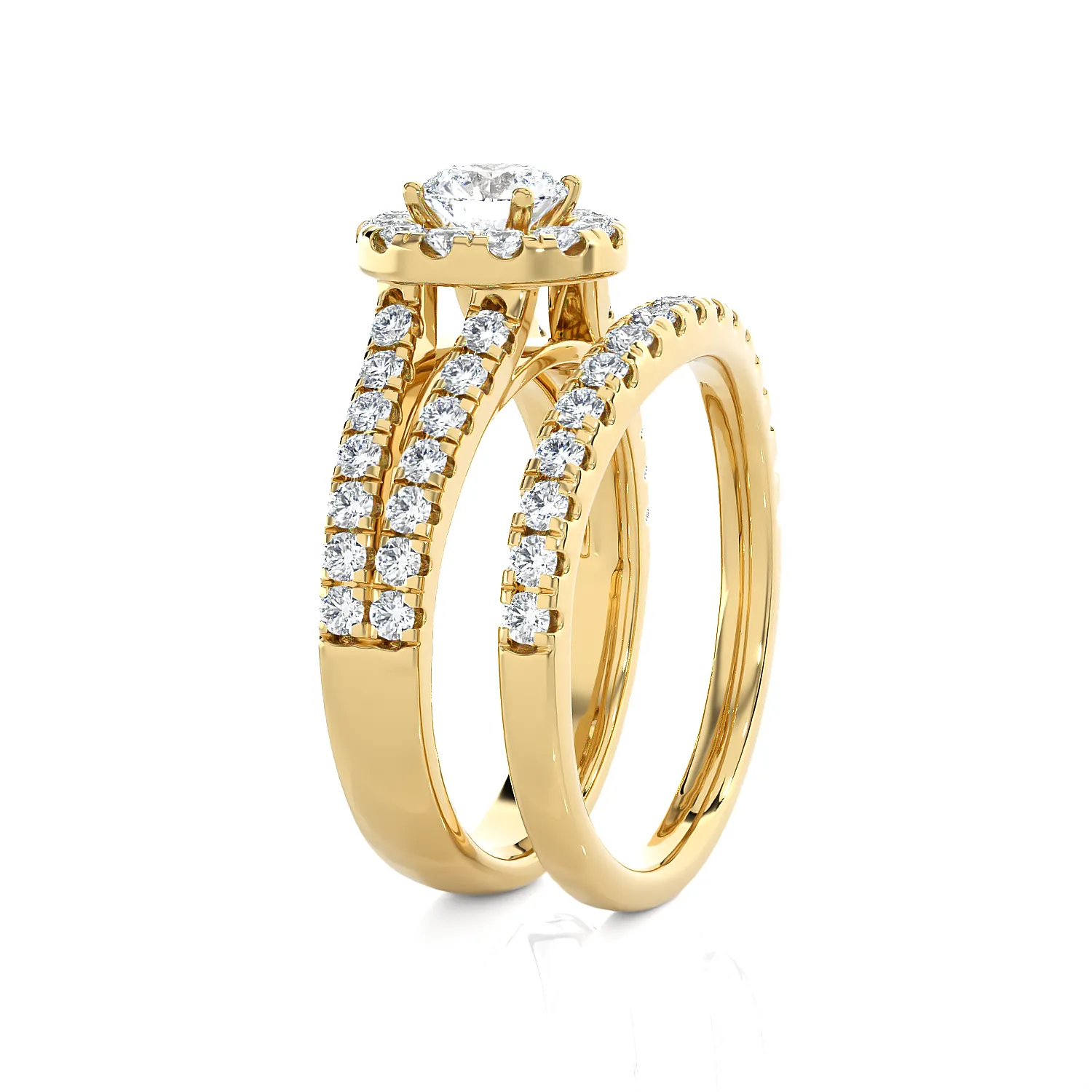 2 ctw Round Lab Grown Diamond Halo Bridal Set Ring