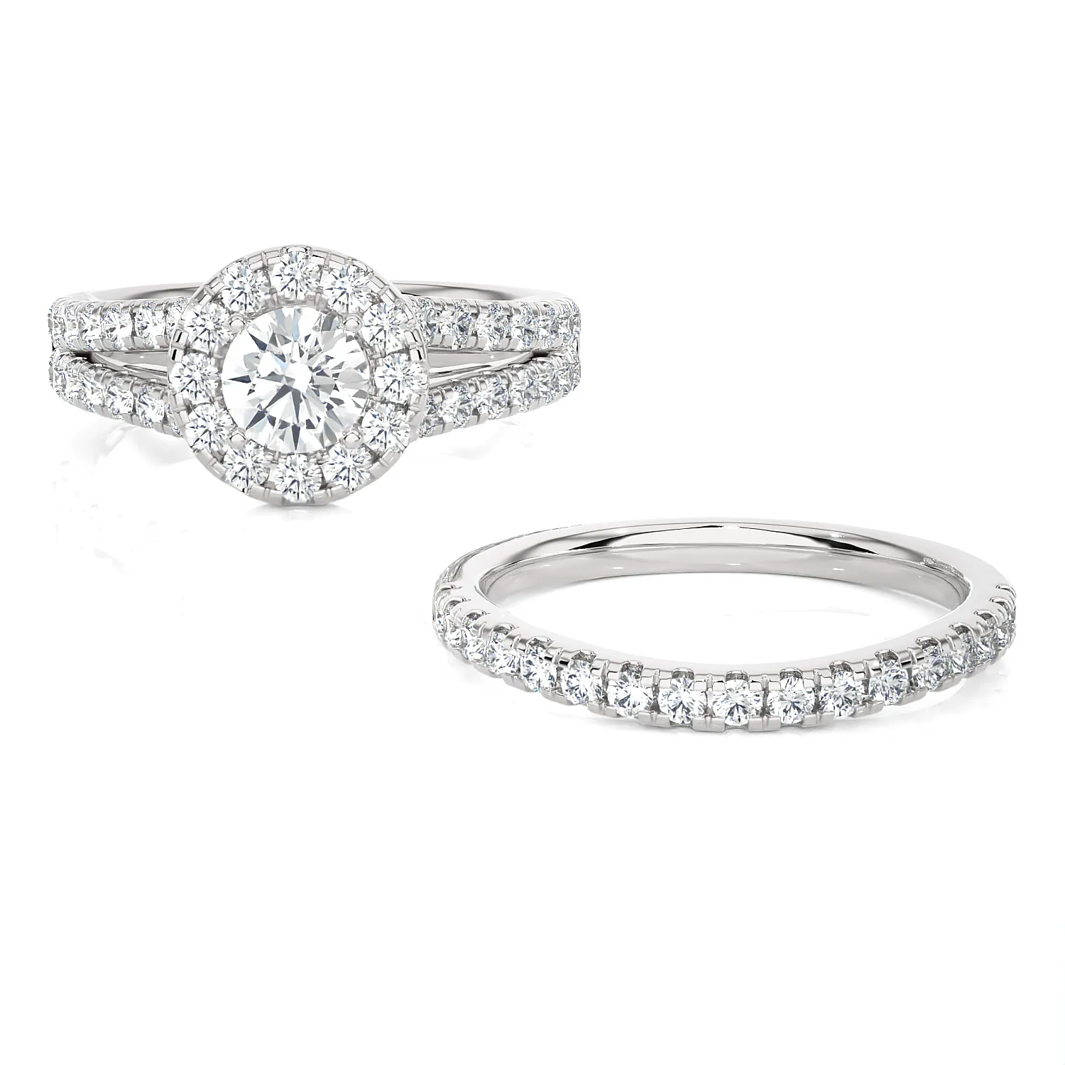 2 ctw Round Lab Grown Diamond Halo Bridal Set Ring