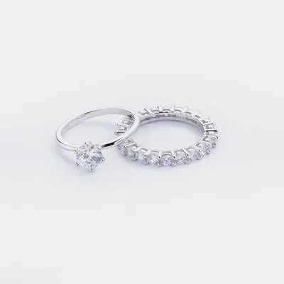 2 Piece Zircon 925 Sterling Silver Ring