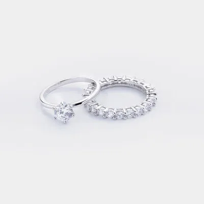 2 Piece Zircon 925 Sterling Silver Ring