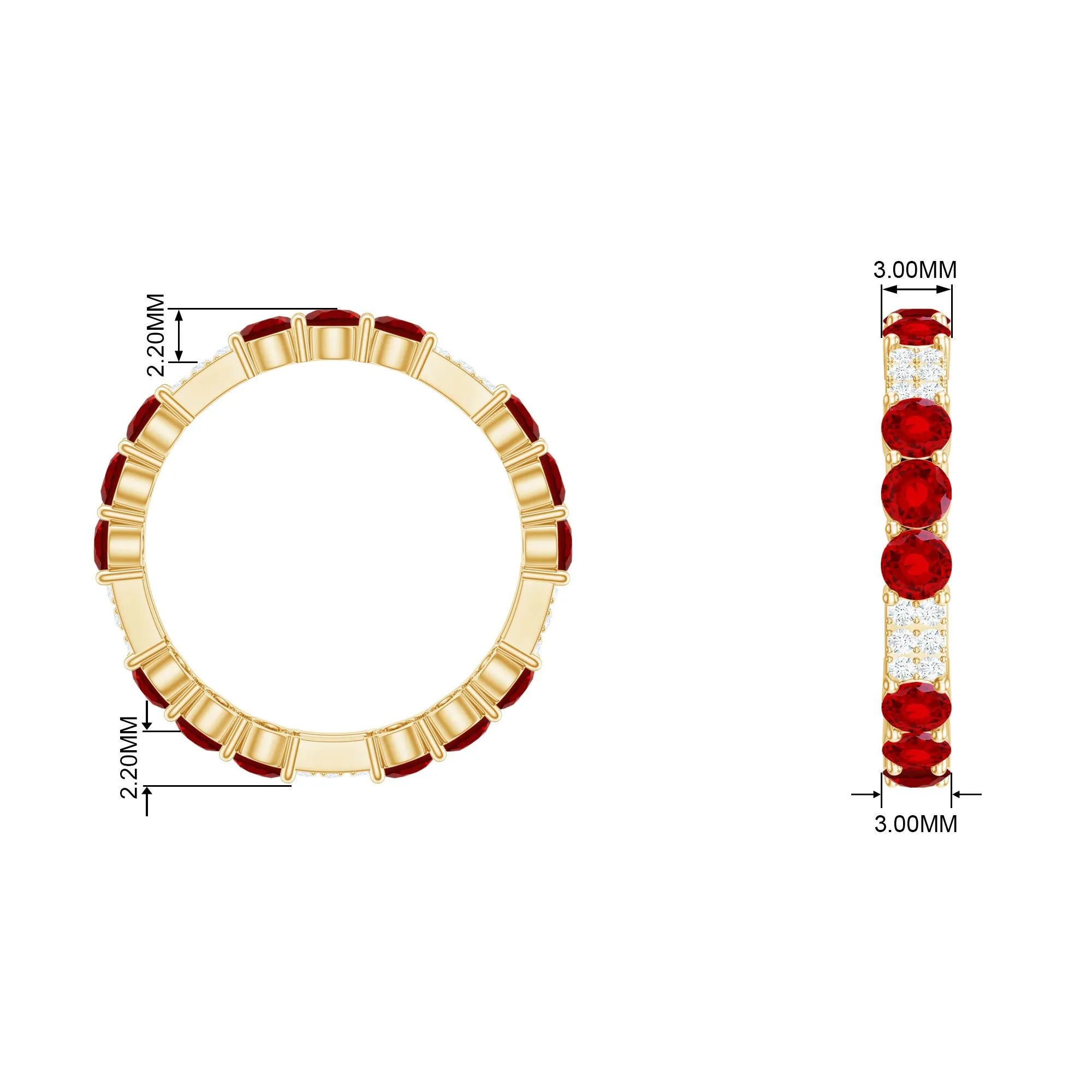2.50 CT Created Ruby Designer Full Eternity Ring with Diamond