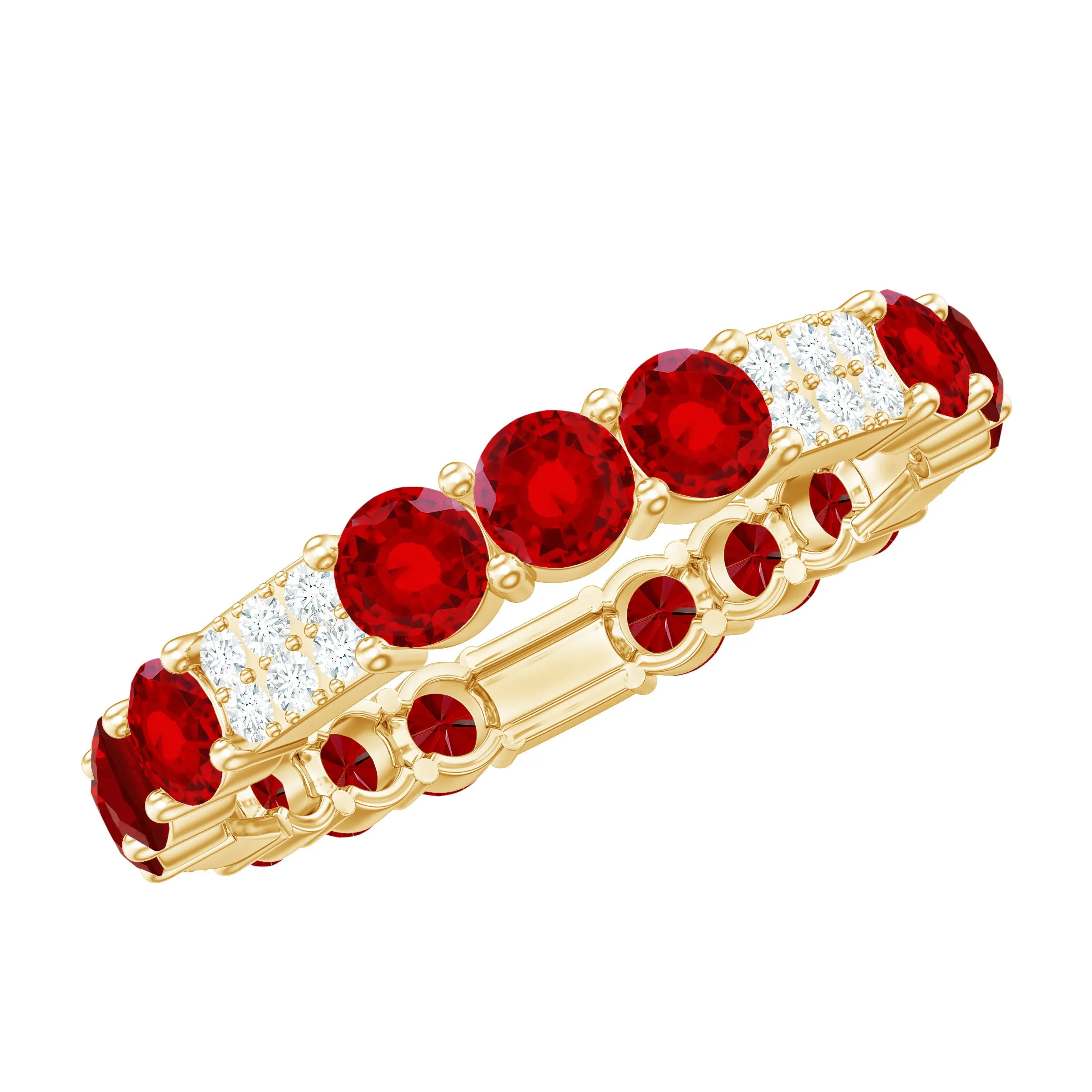 2.50 CT Created Ruby Designer Full Eternity Ring with Diamond