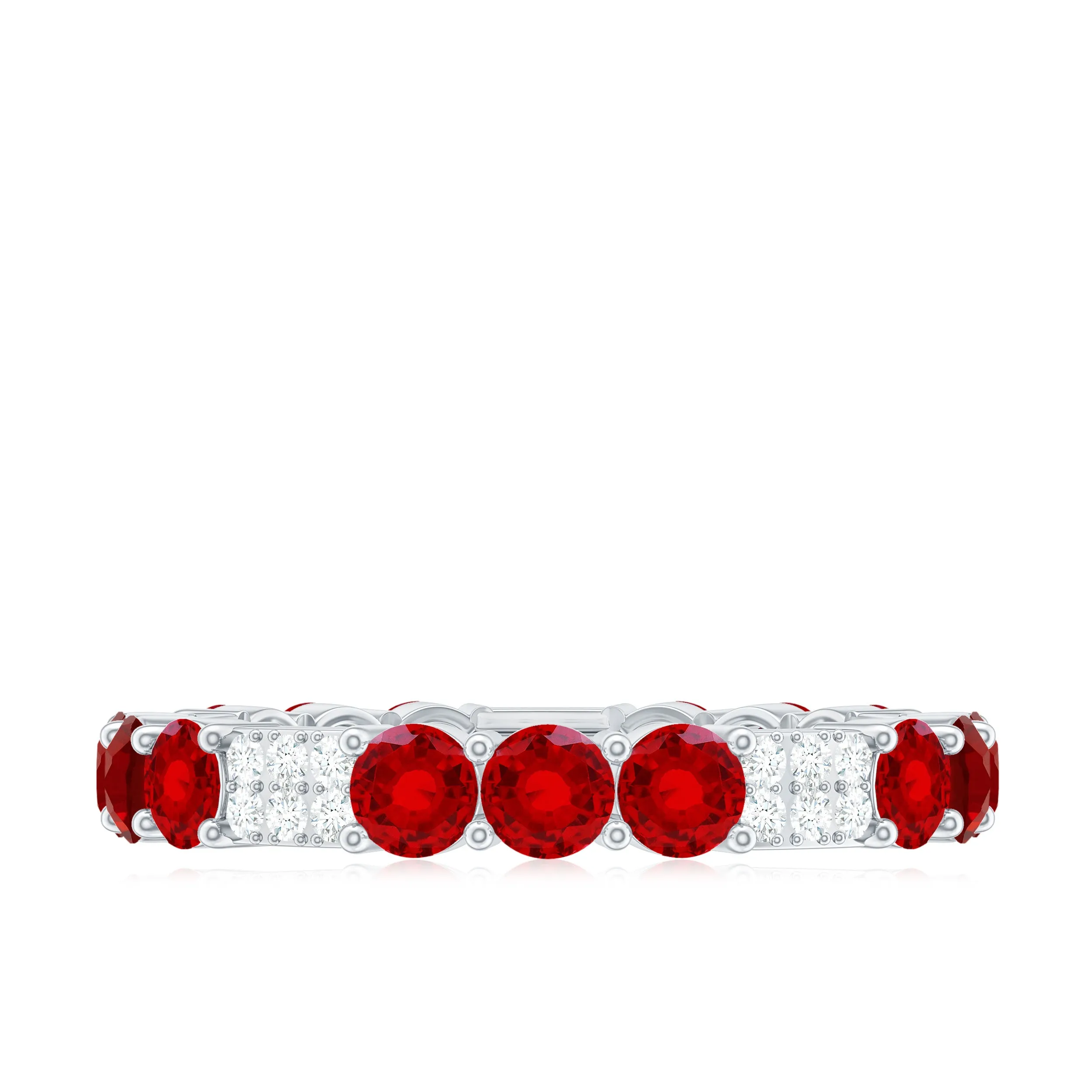 2.50 CT Created Ruby Designer Full Eternity Ring with Diamond