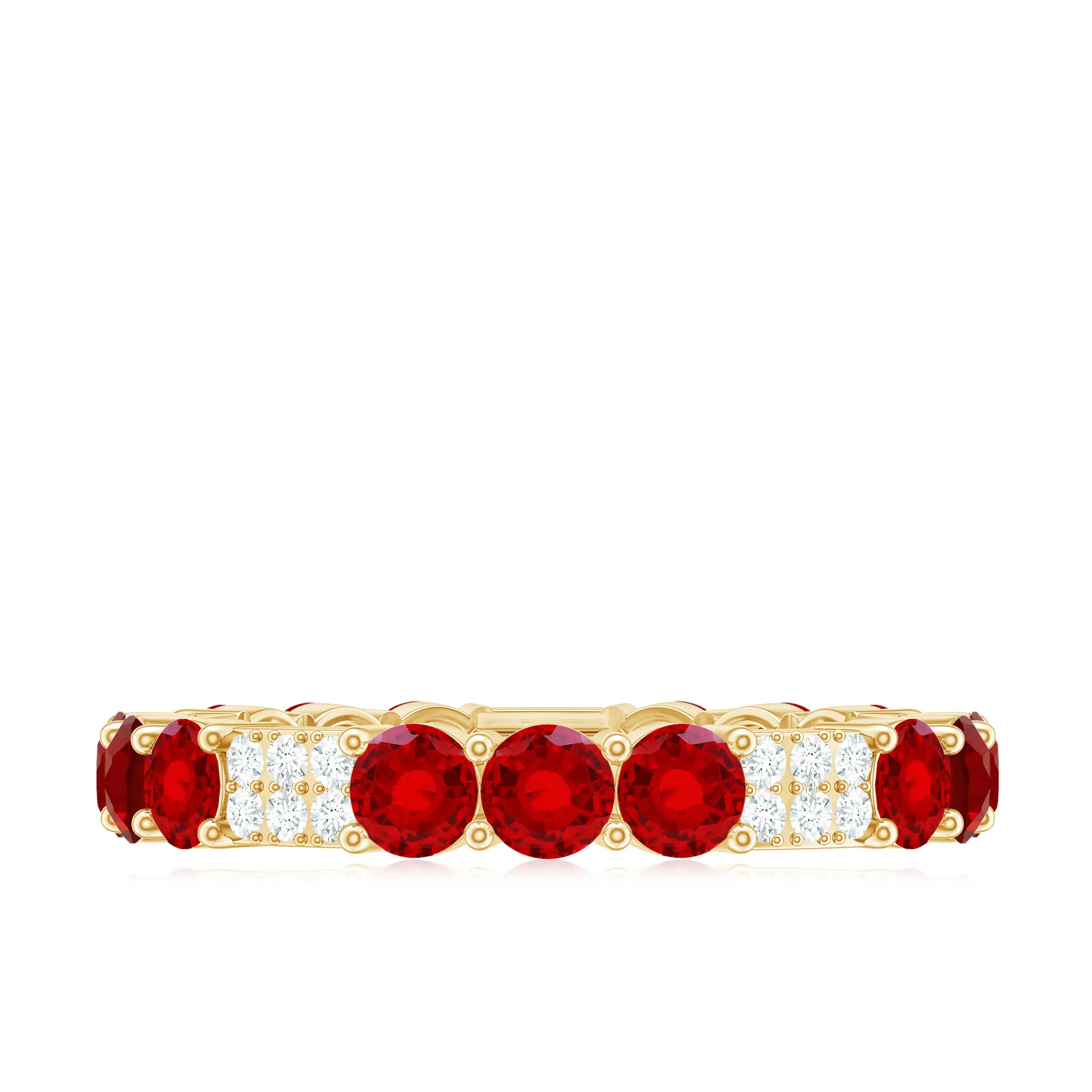 2.50 CT Created Ruby Designer Full Eternity Ring with Diamond