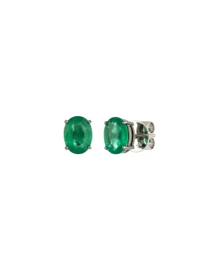 2.72ct Emerald 18K Gold Oval Stud Earrings