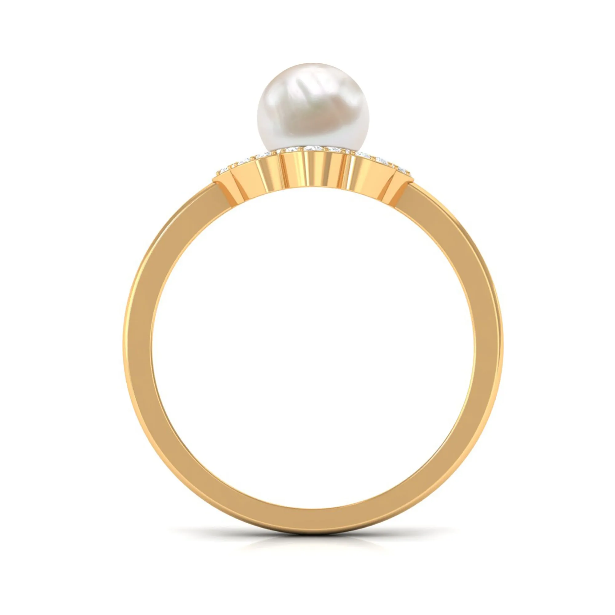 2.75 CT Freshwater Pearl Engagement Ring with Diamond Floral Halo