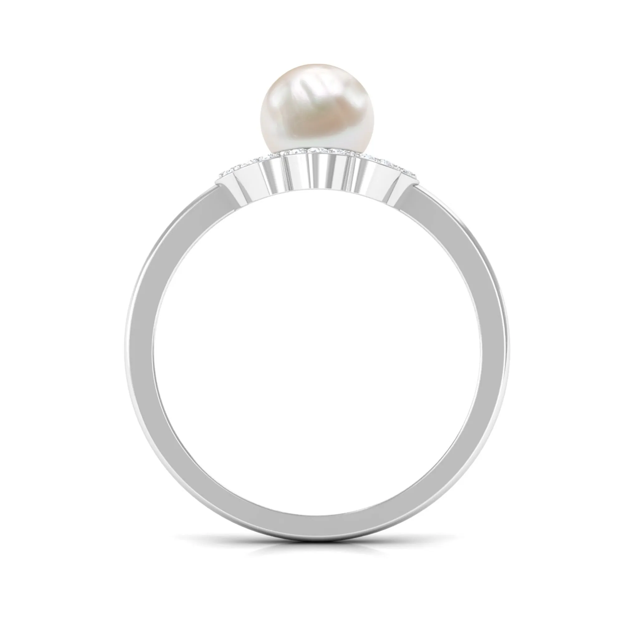 2.75 CT Freshwater Pearl Engagement Ring with Diamond Floral Halo