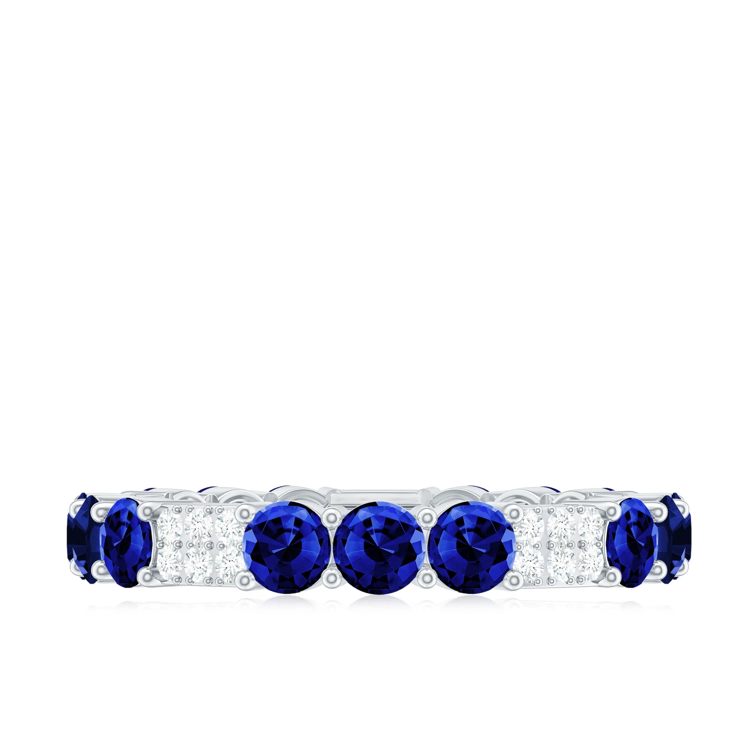 3 CT Blue Sapphire and Diamond Designer Eternity Band Ring