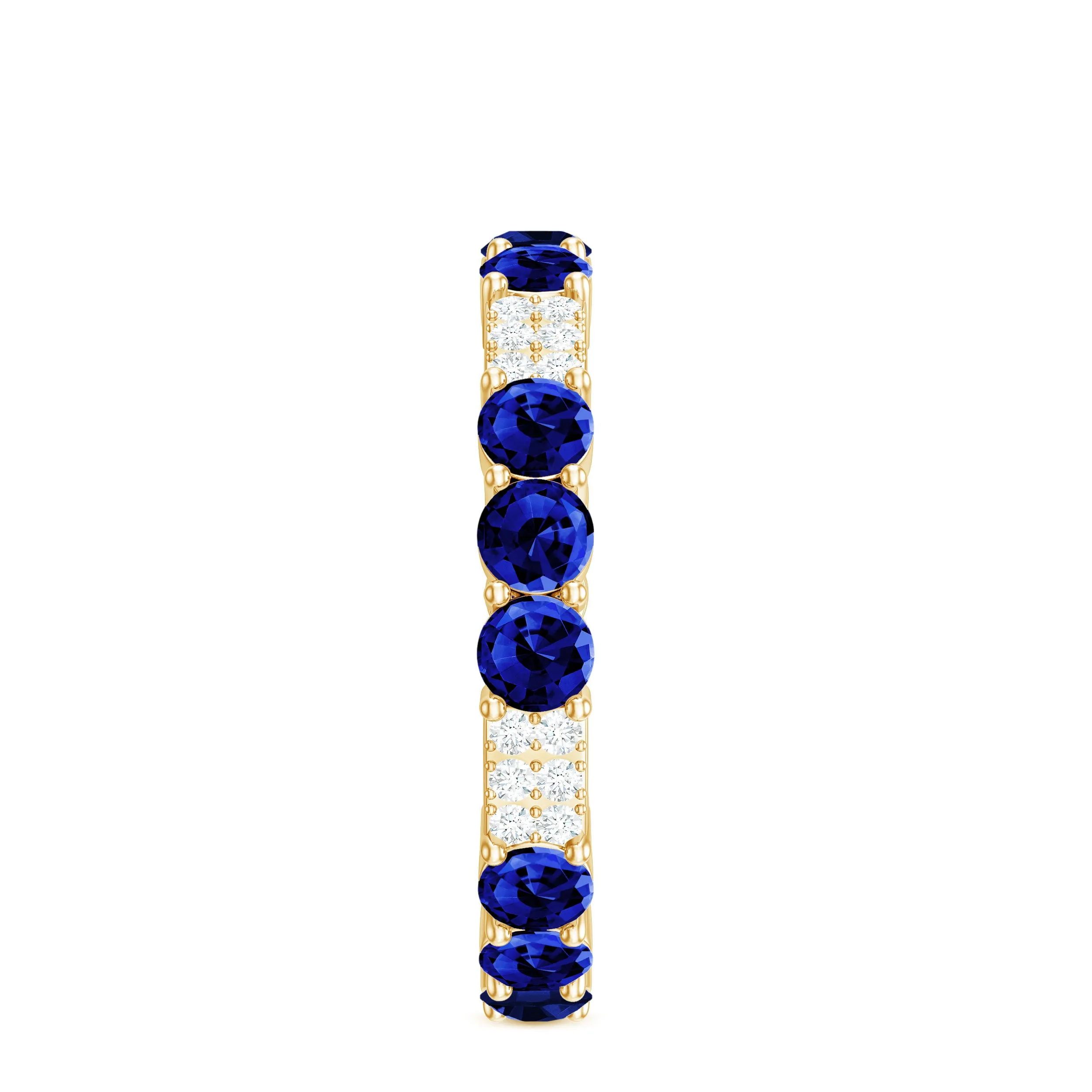 3 CT Blue Sapphire and Diamond Designer Eternity Band Ring