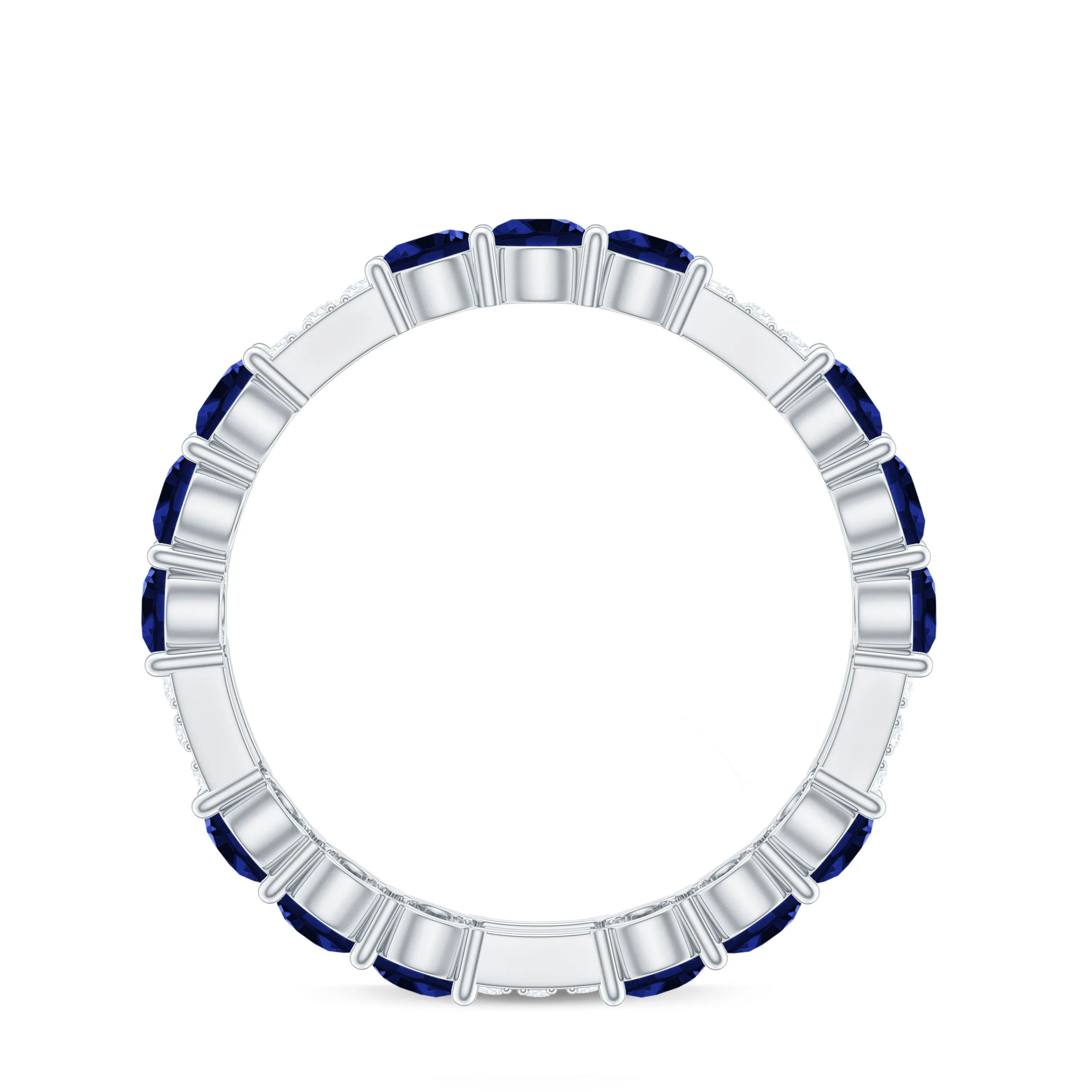 3 CT Blue Sapphire and Diamond Designer Eternity Band Ring