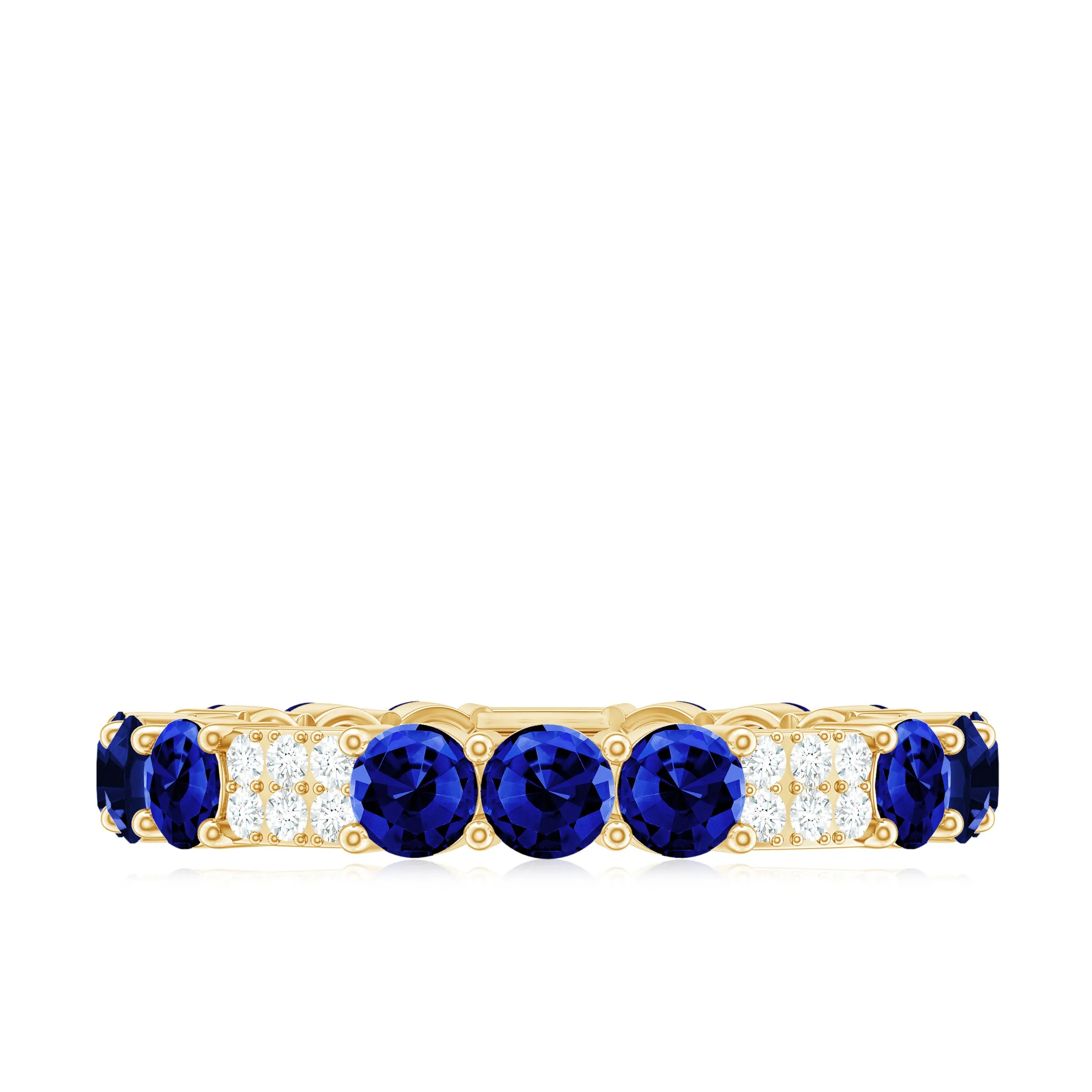 3 CT Blue Sapphire and Diamond Designer Eternity Band Ring