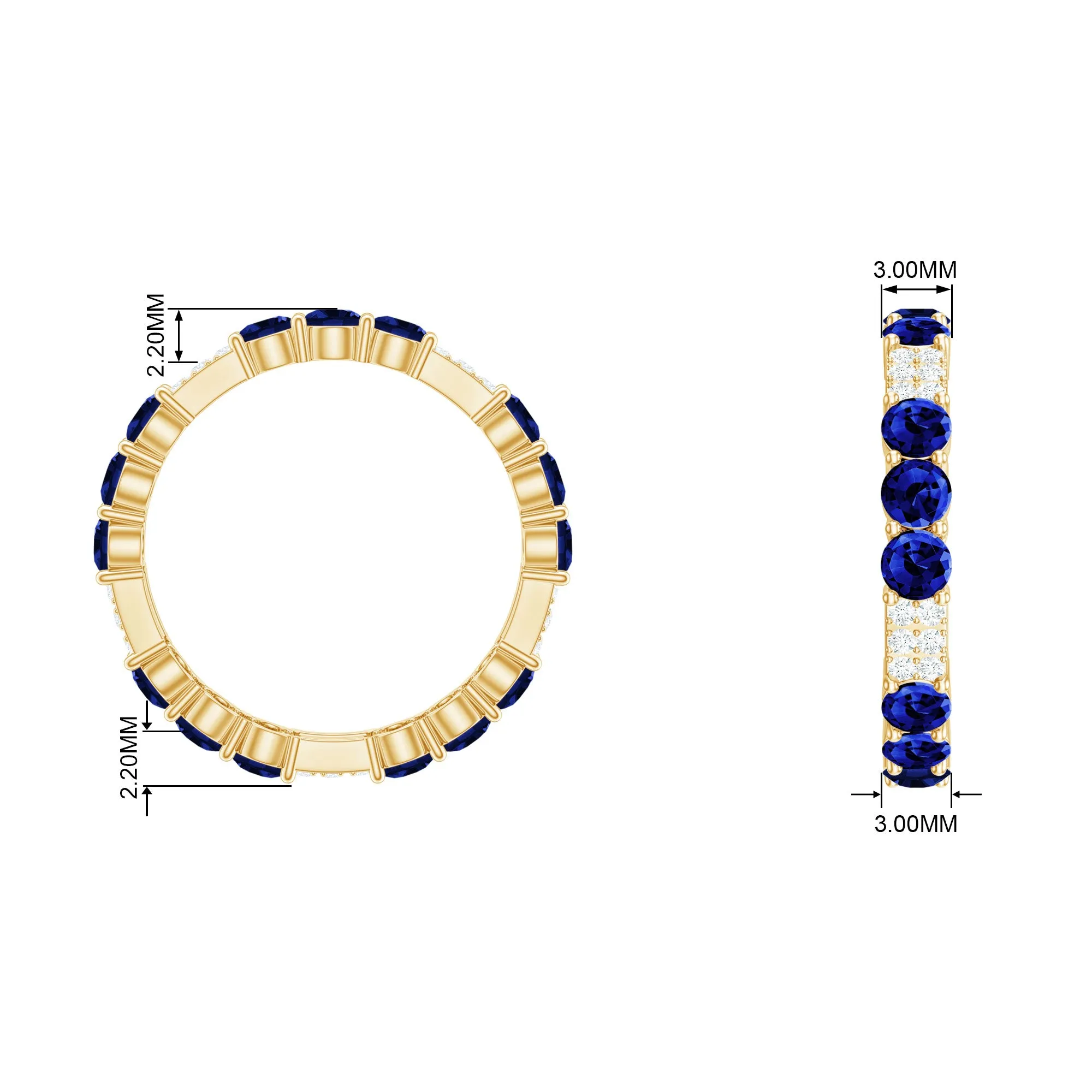 3 CT Blue Sapphire and Diamond Designer Eternity Band Ring