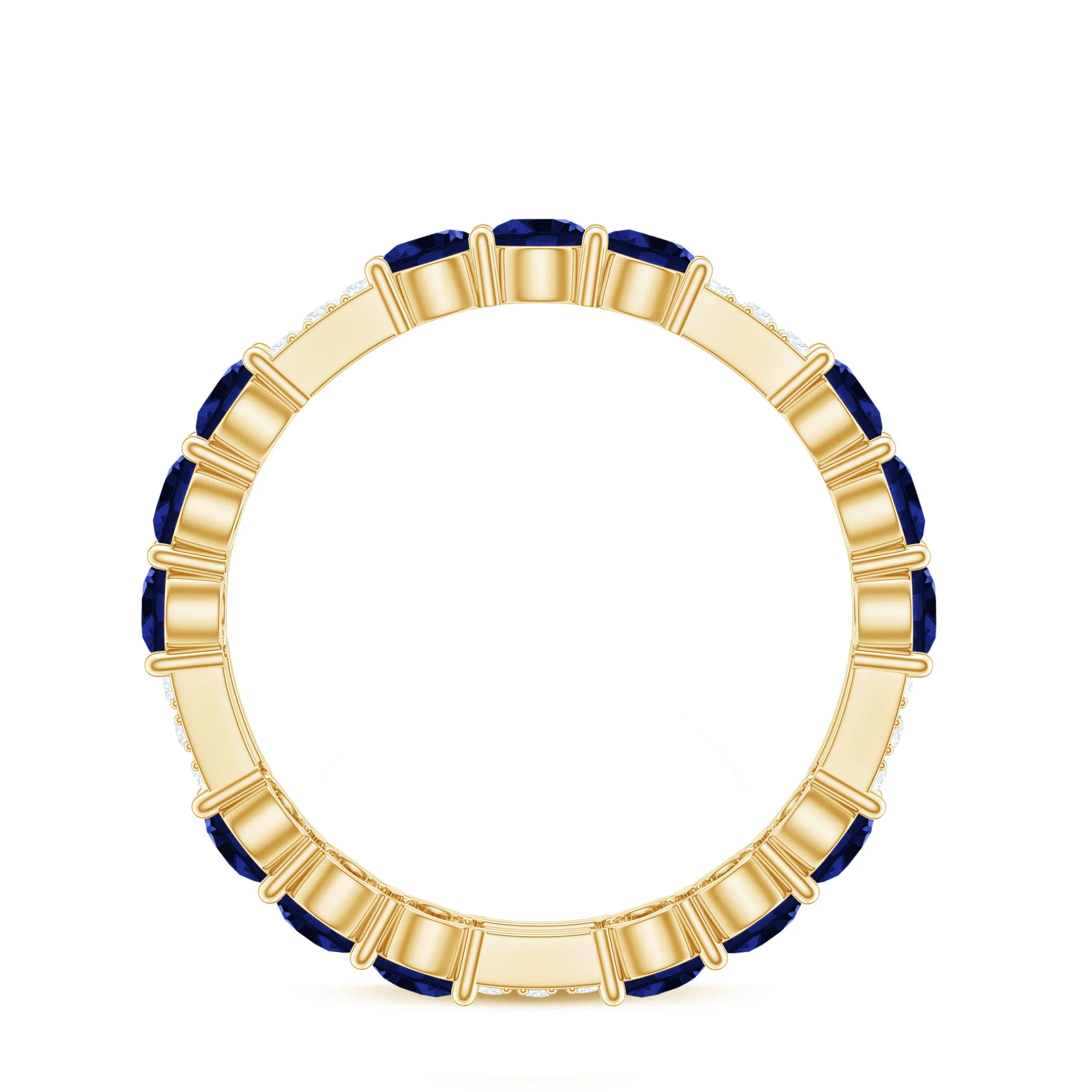 3 CT Blue Sapphire and Diamond Designer Eternity Band Ring