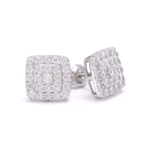 3-Layer Moissanite Halo Earrings 14K Gold