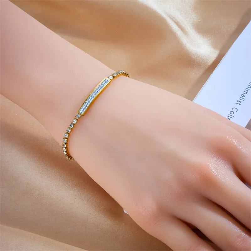 316L Stainless Steel Full Zircon Bracelet For Women