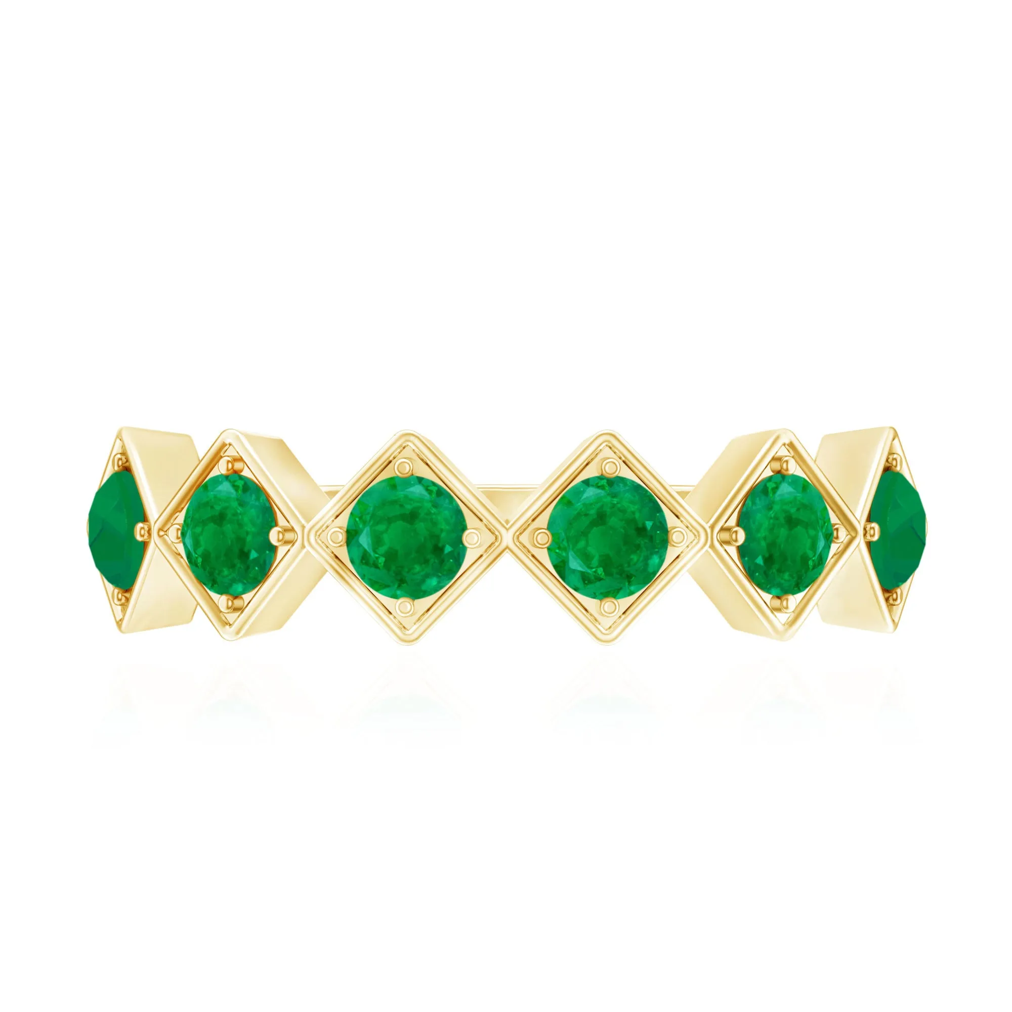 3/4 CT Round Cut Emerald Half Eternity Ring for Women