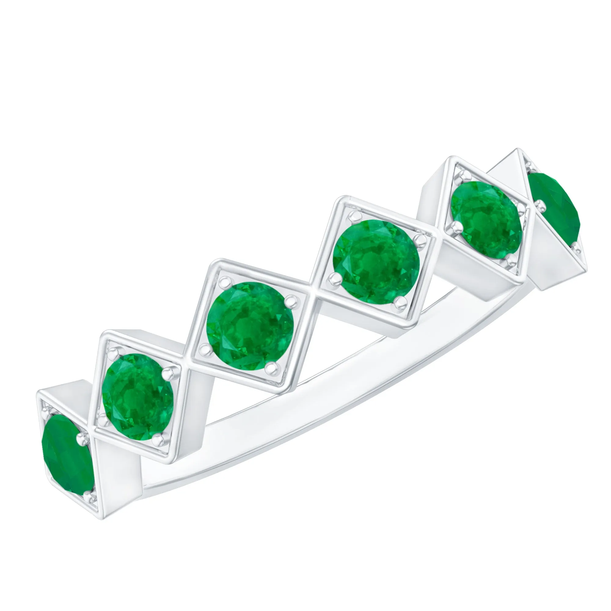 3/4 CT Round Cut Emerald Half Eternity Ring for Women