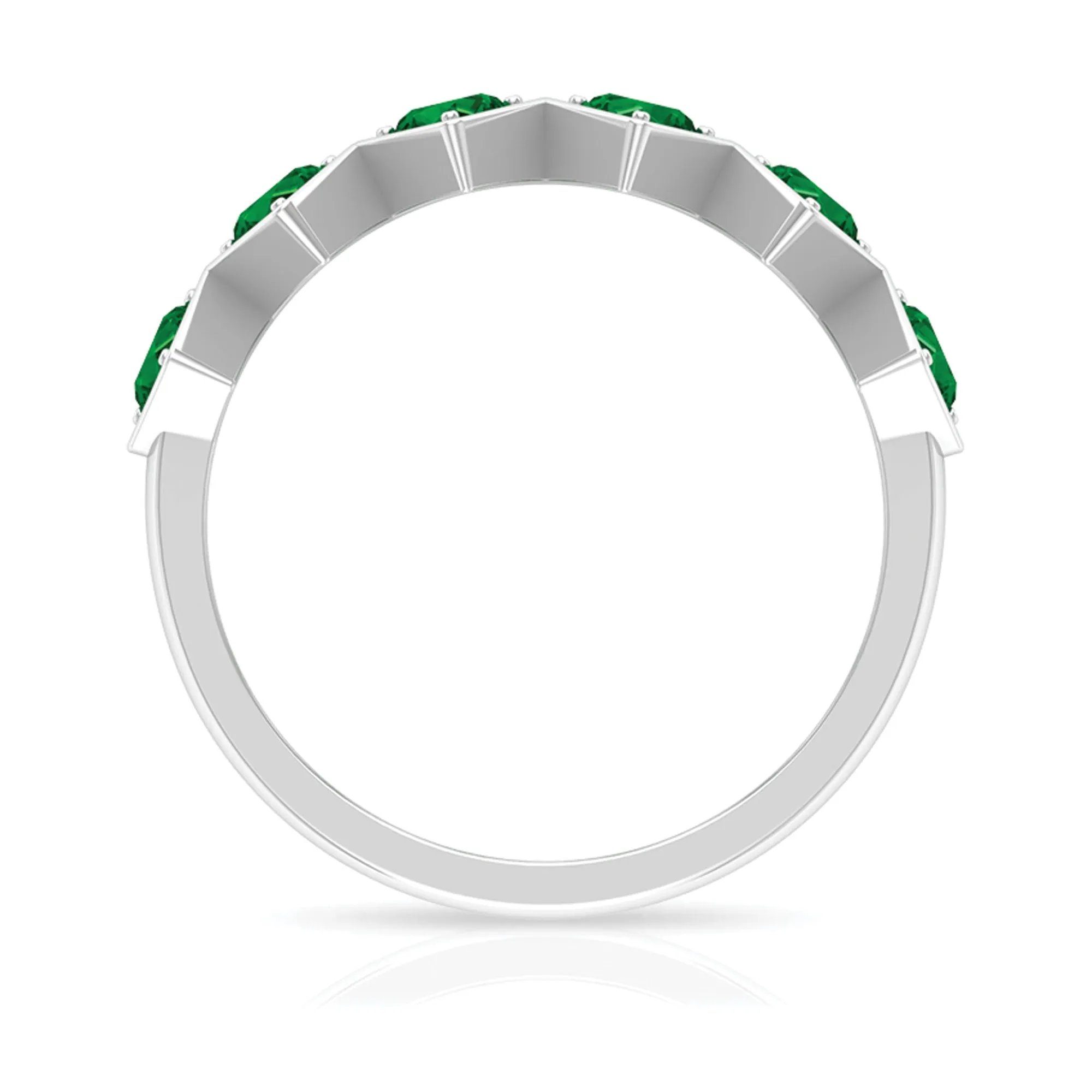 3/4 CT Round Cut Emerald Half Eternity Ring for Women