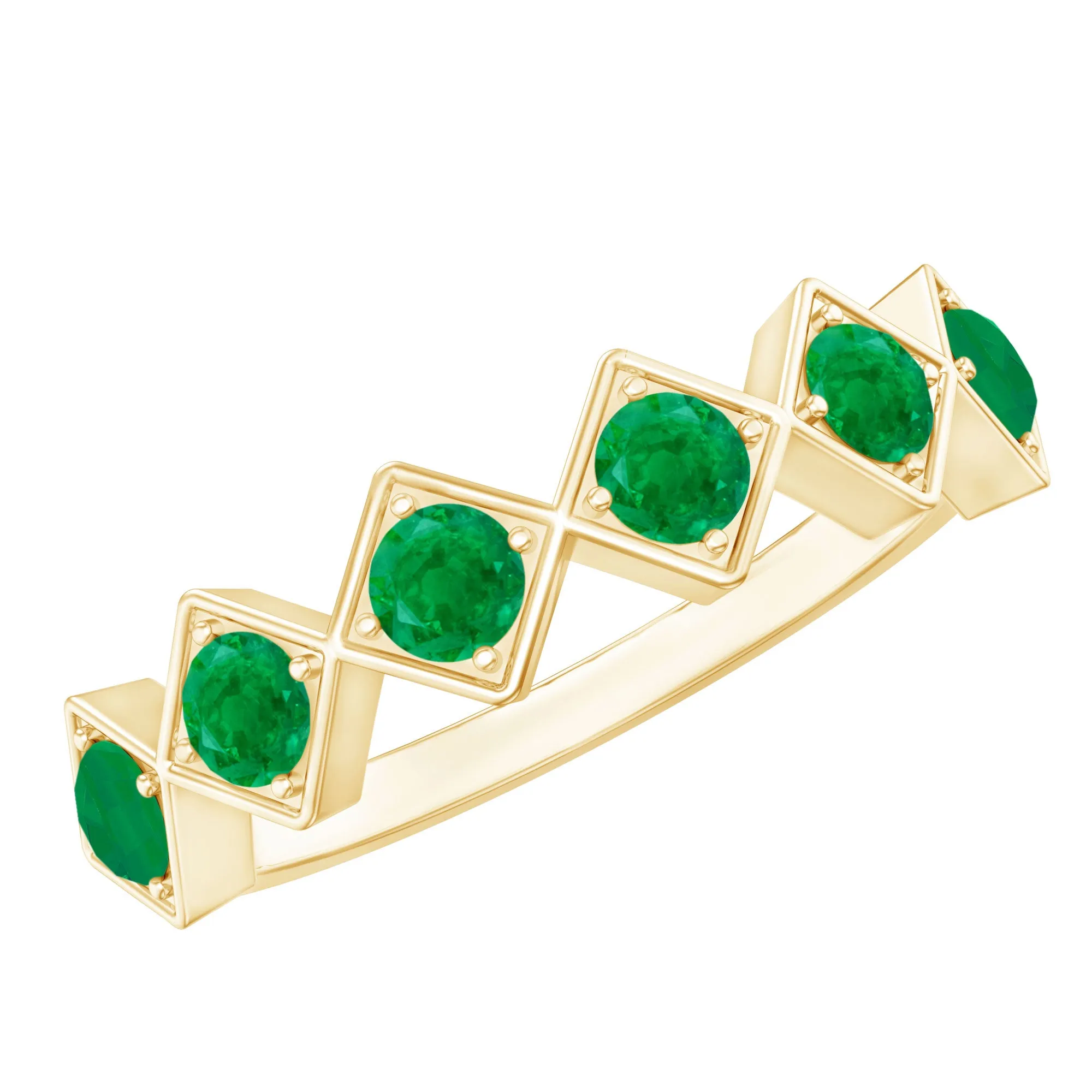 3/4 CT Round Cut Emerald Half Eternity Ring for Women