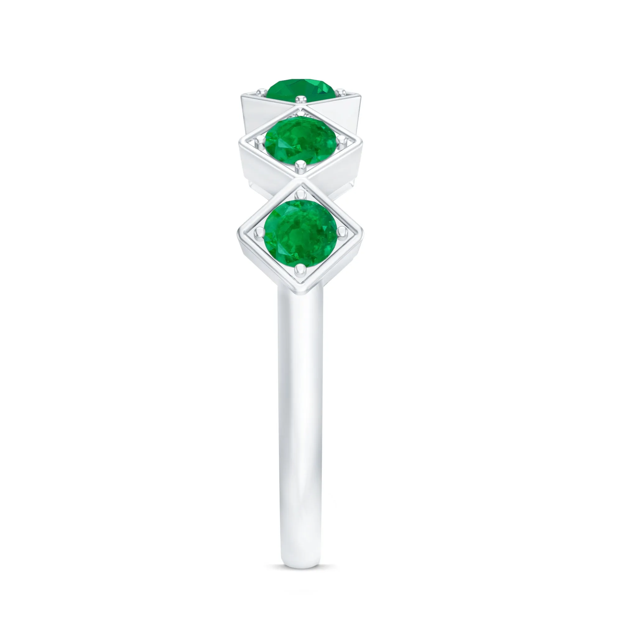 3/4 CT Round Cut Emerald Half Eternity Ring for Women
