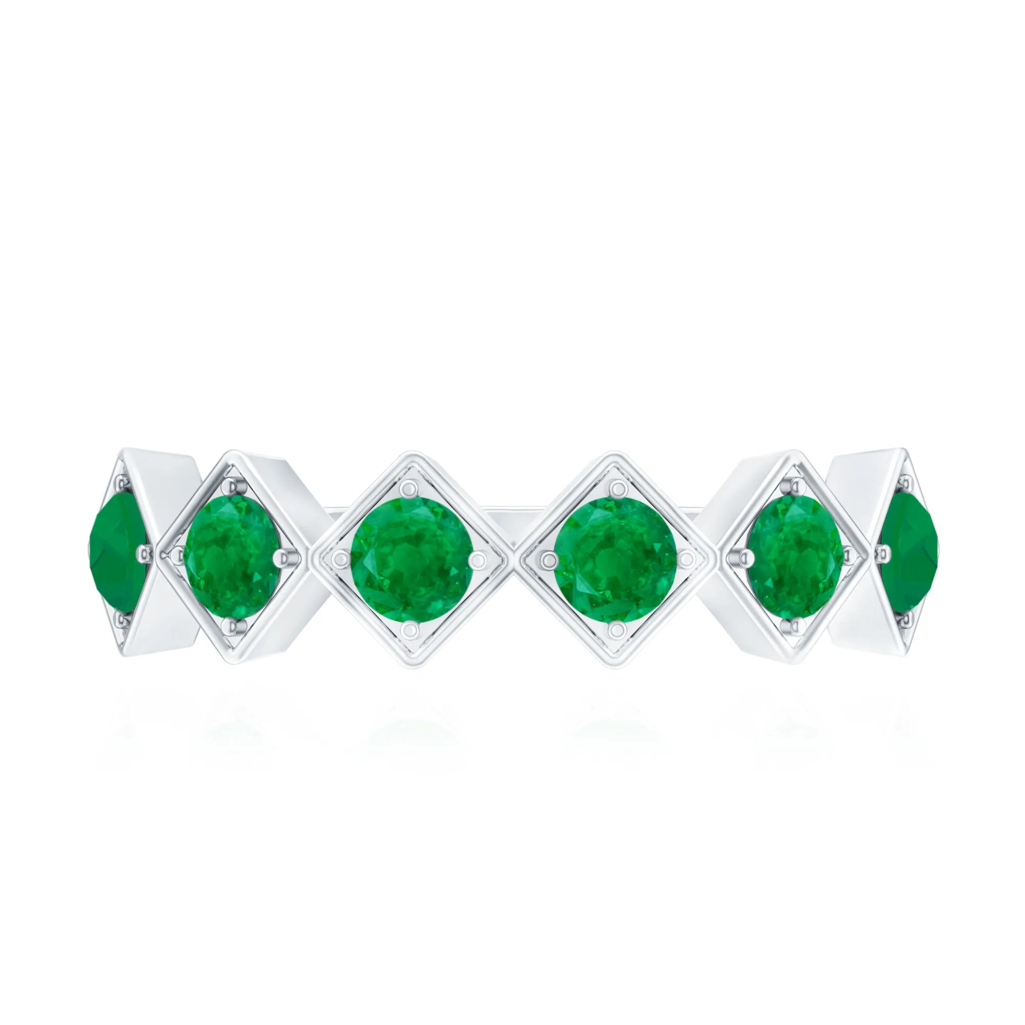 3/4 CT Round Cut Emerald Half Eternity Ring for Women