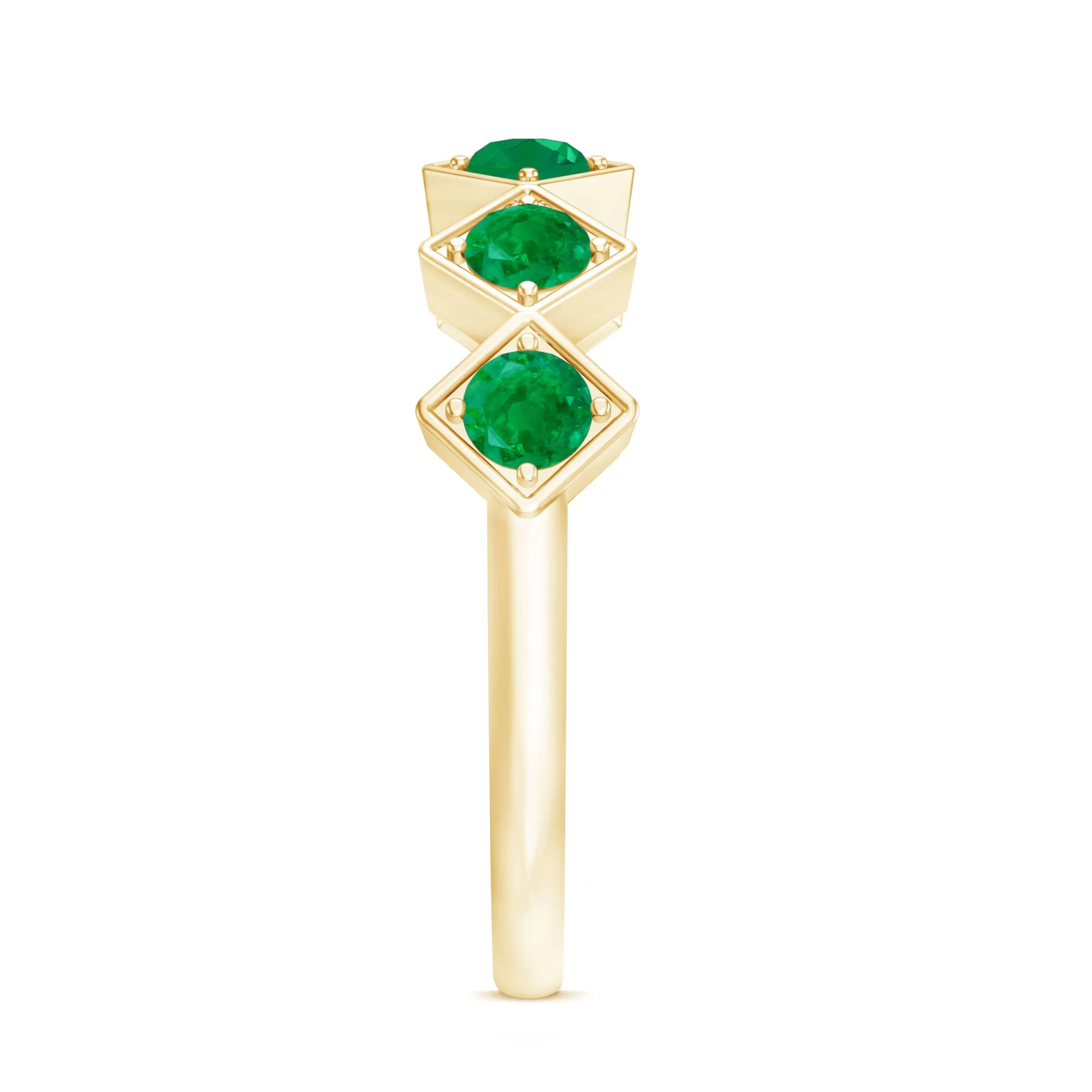 3/4 CT Round Cut Emerald Half Eternity Ring for Women