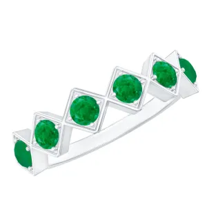 3/4 CT Round Cut Emerald Half Eternity Ring for Women