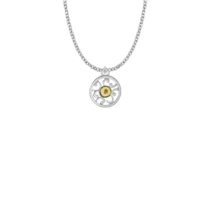 3/4 Inch Silver Plated Round Filigree Circle with Mustard Seed Center Necklace