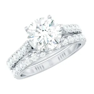 4.25 CT Moissanite Solitaire Eternity Engagement Ring Set
