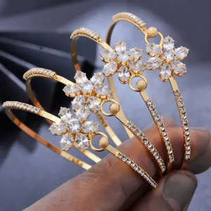 4pcs/lot Dubai Gold Color Zircon African Bridal wedding Bangles For Women