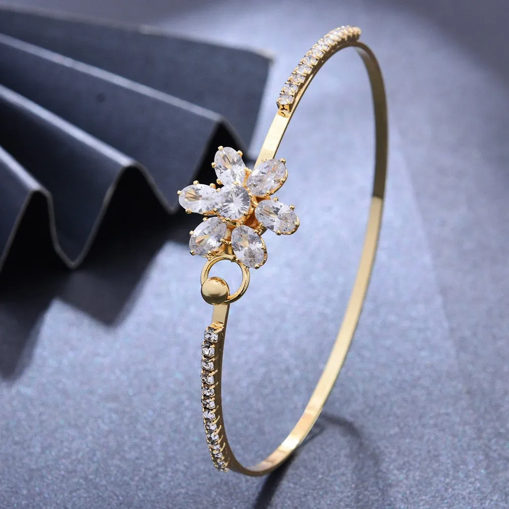 4pcs/lot Dubai Gold Color Zircon African Bridal wedding Bangles For Women
