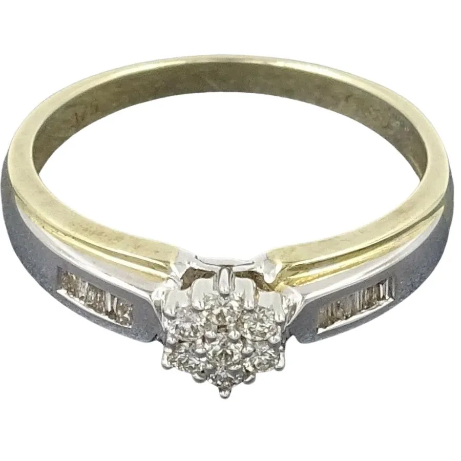 9ct Yellow & White Gold Diamond Rings Engagement & Wedding Bridal Set
