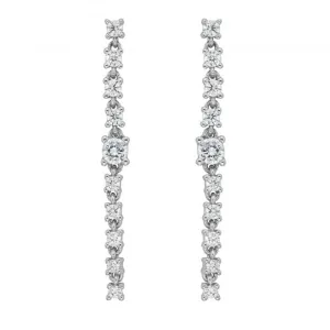Acotis Silver Drop Earrings Rhodium Plated Zirconia G51206