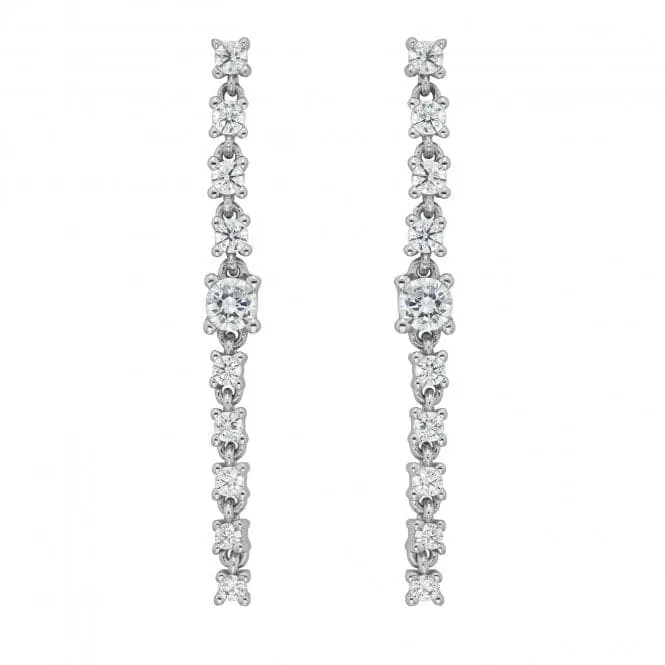 Acotis Silver Drop Earrings Rhodium Plated Zirconia G51206