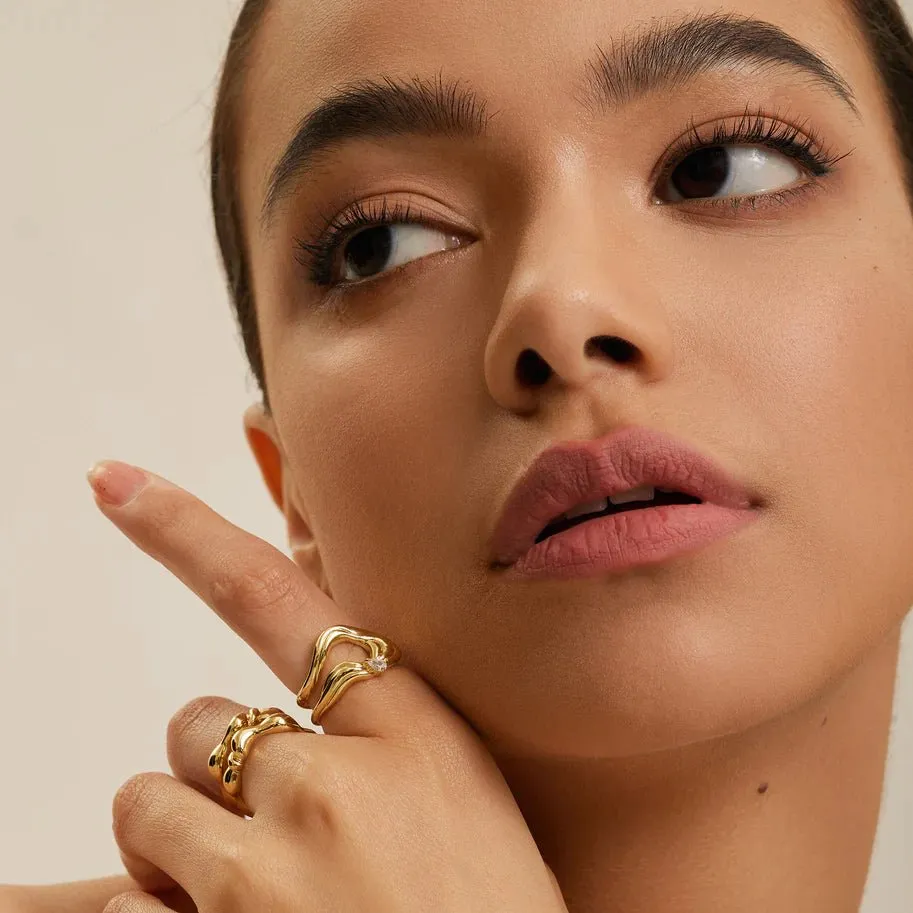 Ania Haie Gold Twisted Wave Adjustable Ring R050-01G