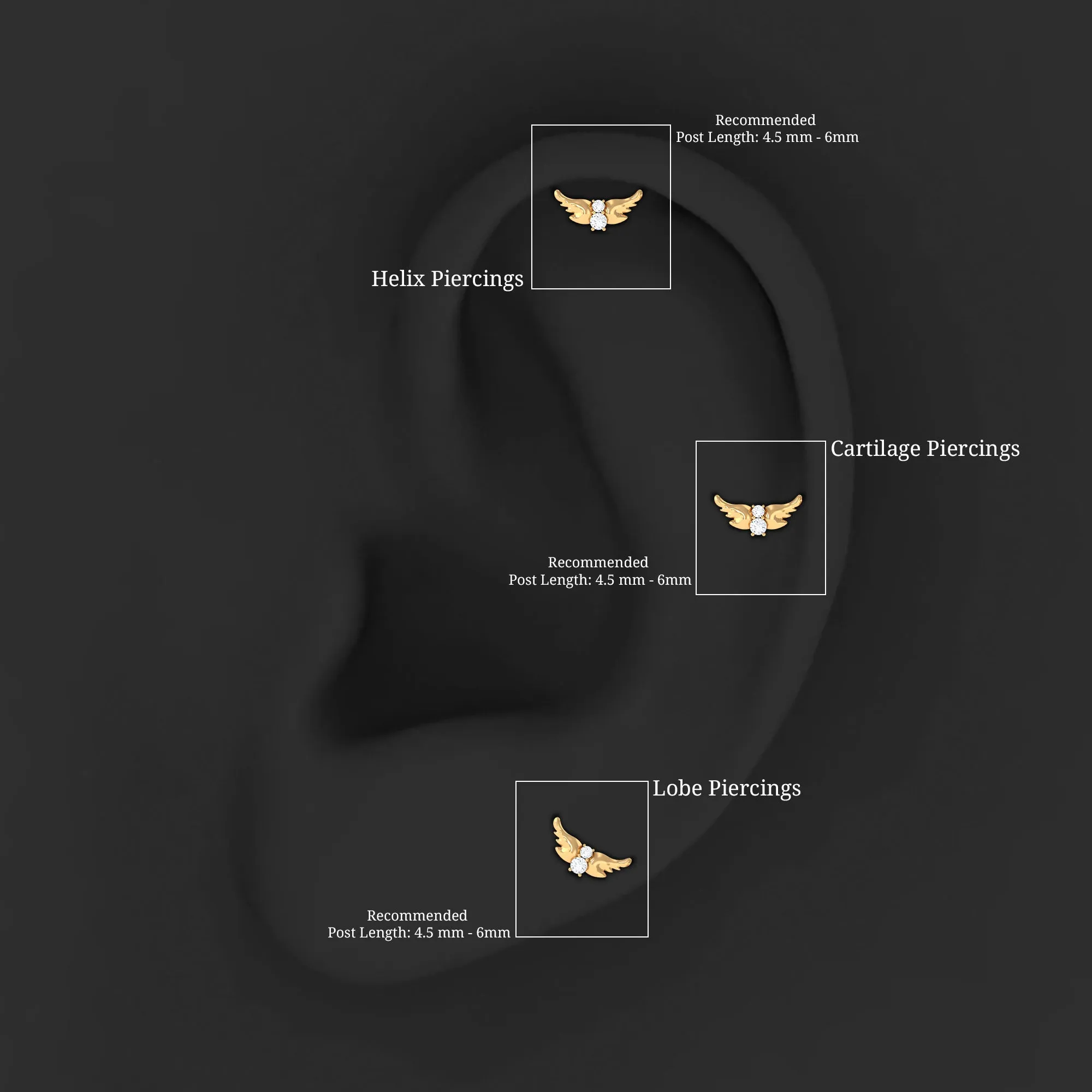 Animal Inspired Diamond Bird Earring for Helix Piercing