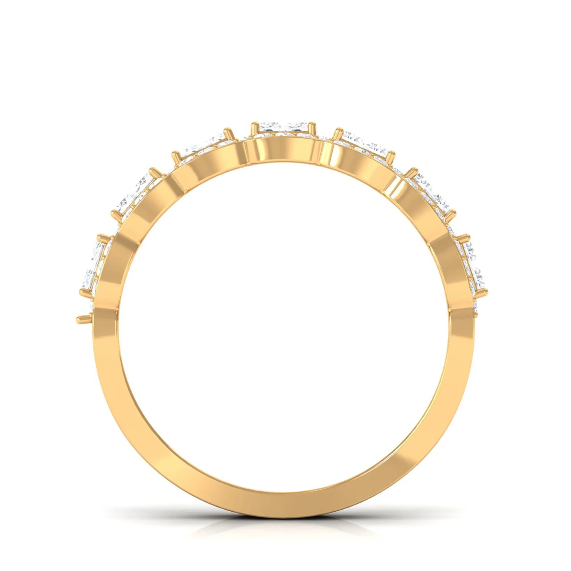 Baguette and Round Shape Moissanite Designer Semi Eternity Band