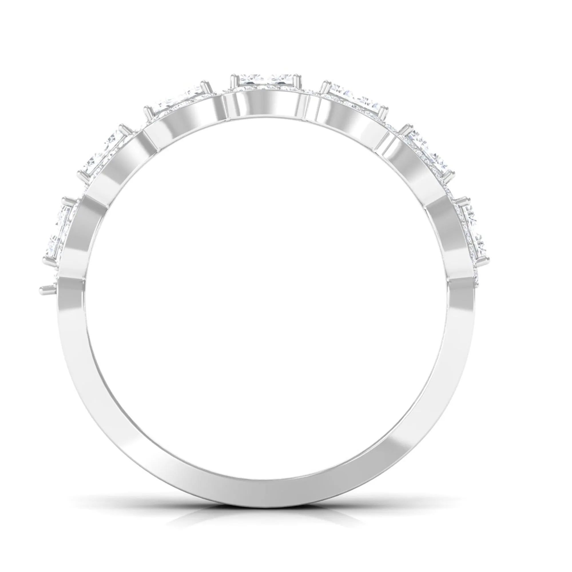 Baguette and Round Shape Moissanite Designer Semi Eternity Band