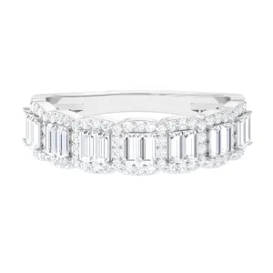 Baguette and Round Shape Moissanite Designer Semi Eternity Band