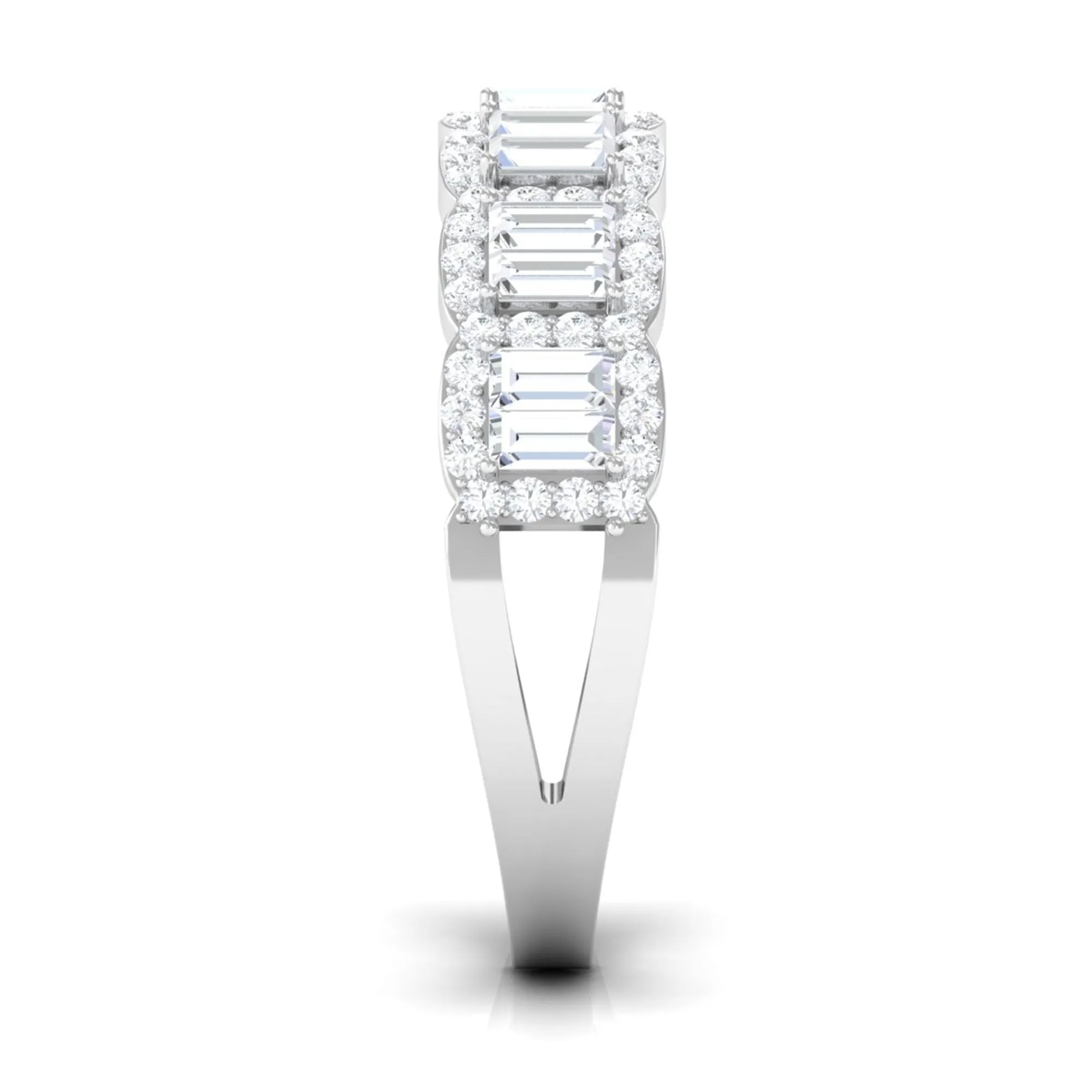 Baguette and Round Shape Moissanite Designer Semi Eternity Band