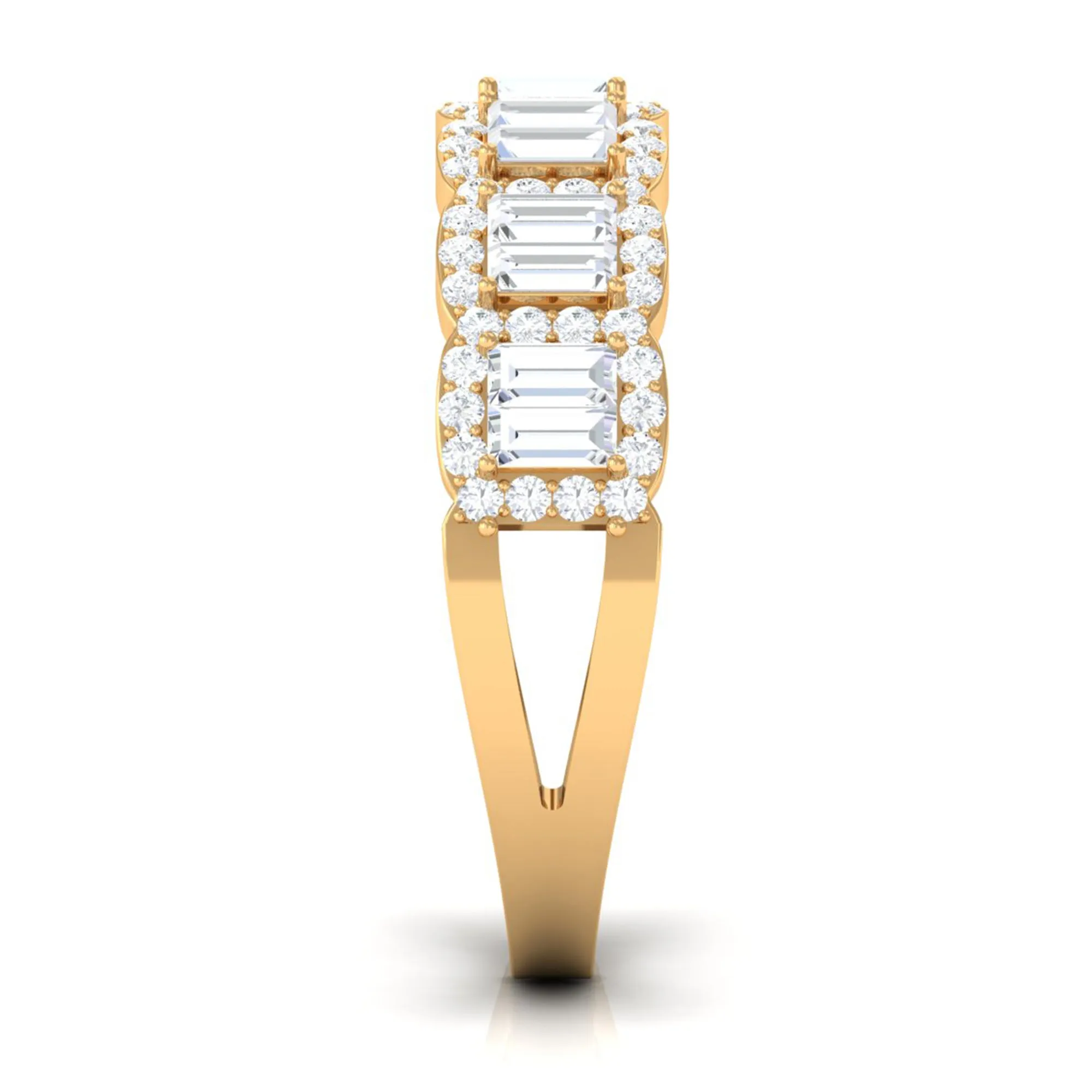 Baguette and Round Shape Moissanite Designer Semi Eternity Band