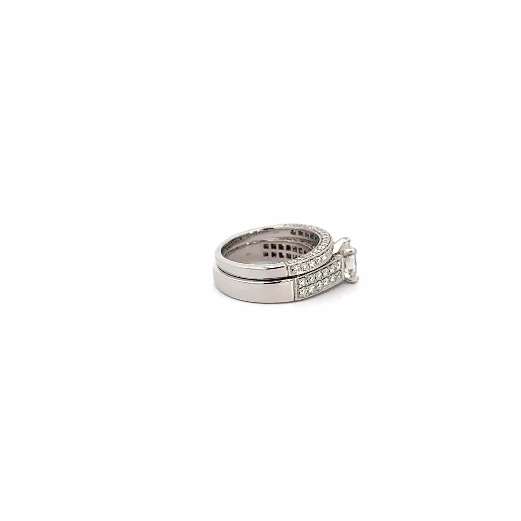 Baikalla 14k White Gold Diamond Engagement Ring Set