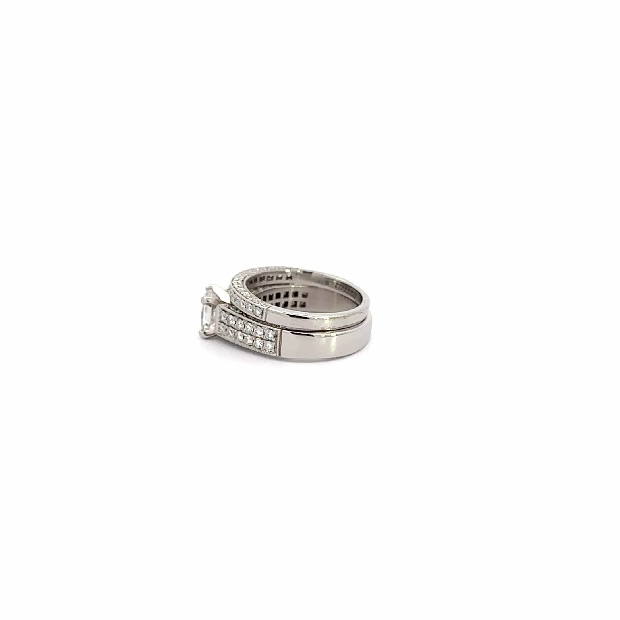 Baikalla 14k White Gold Diamond Engagement Ring Set