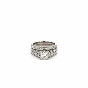 Baikalla 14k White Gold Diamond Engagement Ring Set