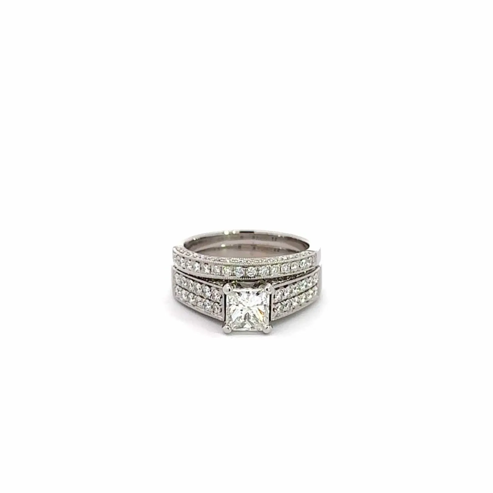 Baikalla 14k White Gold Diamond Engagement Ring Set
