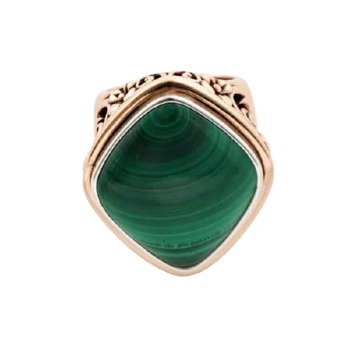 Barse Malachite and Copper Signet Ring