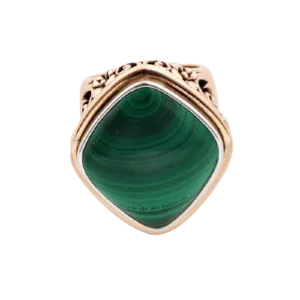 Barse Malachite and Copper Signet Ring